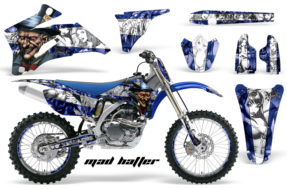 Yamaha YZ250F YZ450F 06-09 Mad Hatter Blue WHITESTRIPE NPs